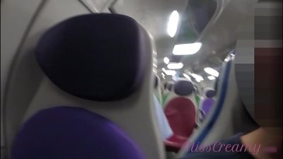 Pussy flash – Strangers caught me touching in public train and fingering pussy risking to be seen by unknown